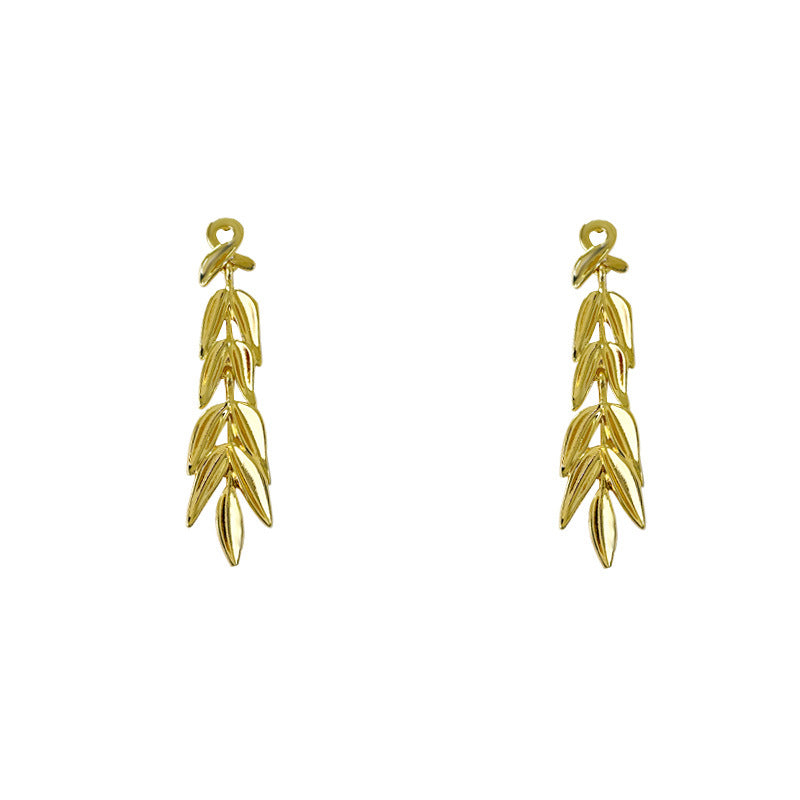 Electroplated Leaves Frosty Style Sier Needle Niche Delicate Earrings