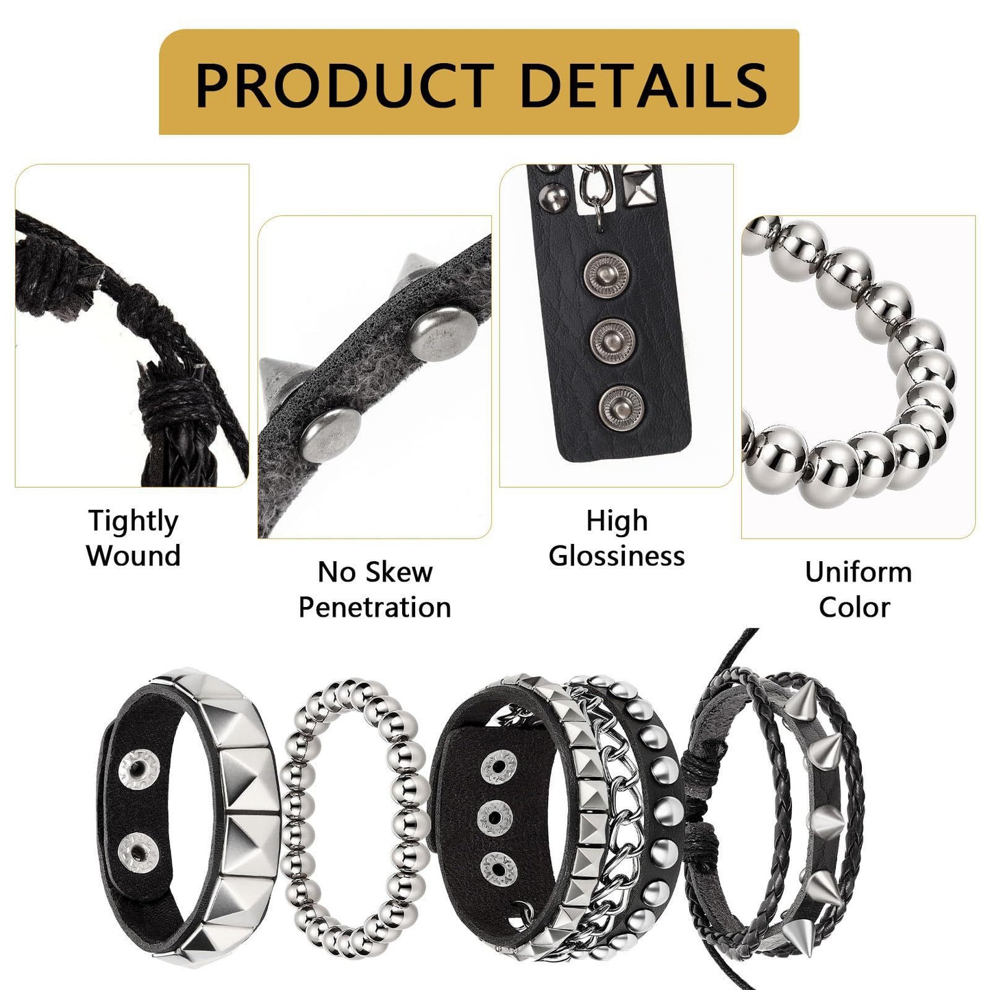 Men's Punk Chain Personality Hip Hop Rivet Bracelets