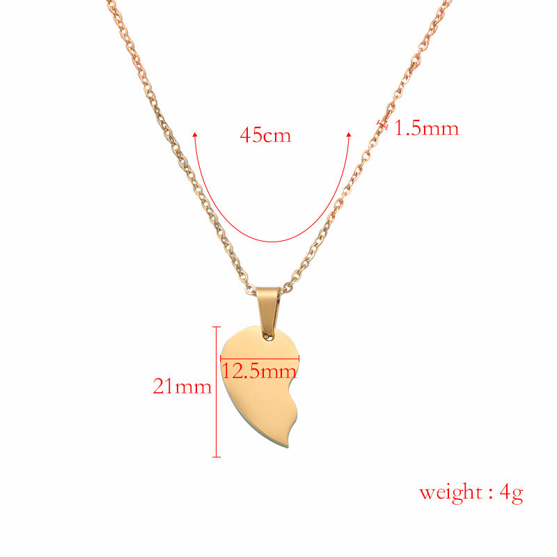 Fashion Titanium Steel Couple Heart Love Necklaces