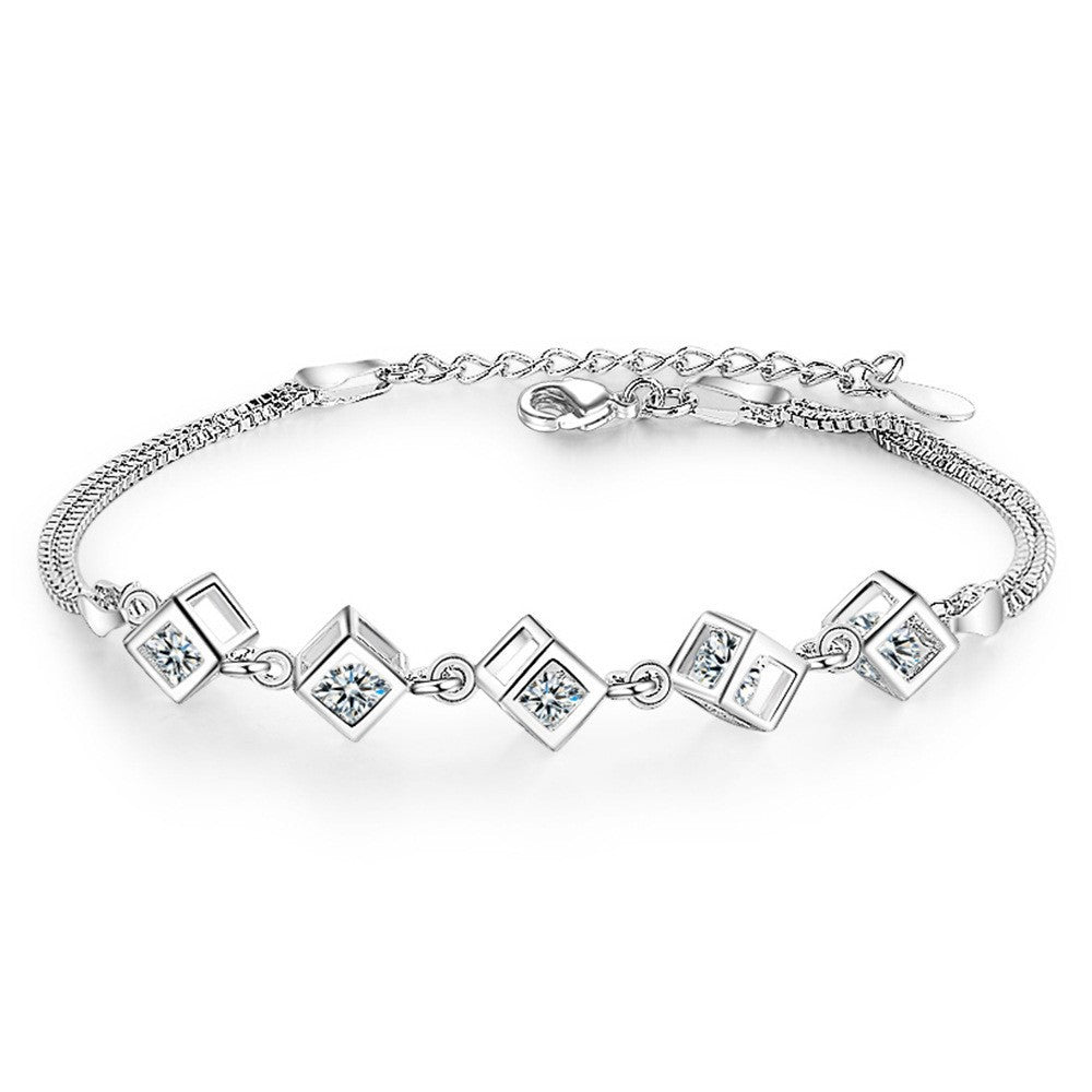 Love Cube Crystal Stylish Zircon Square Geometric Bracelets