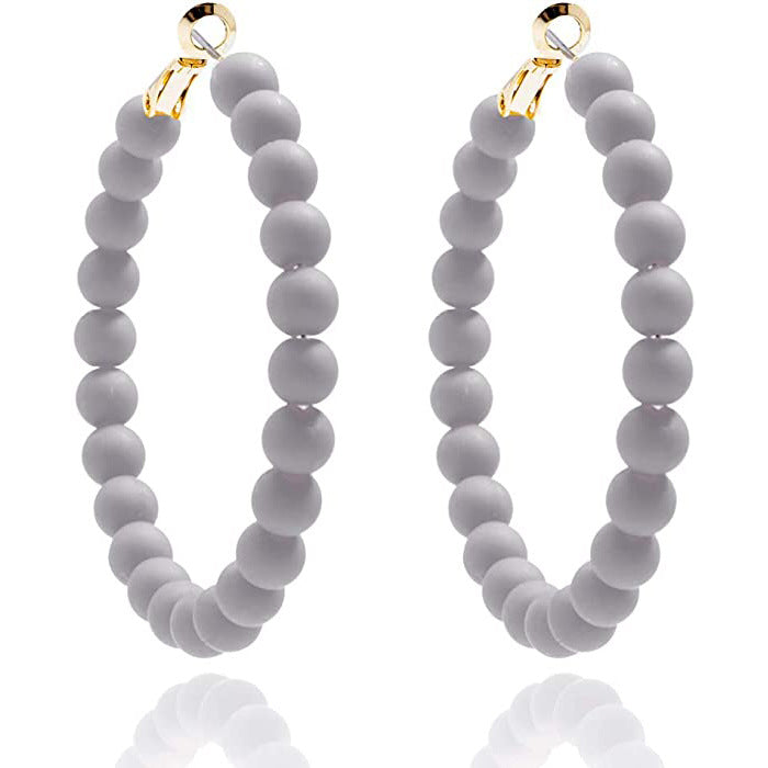 Women's Summer Colorful Acrylic Beads Round Bohemian Fashion Handmade Earrings