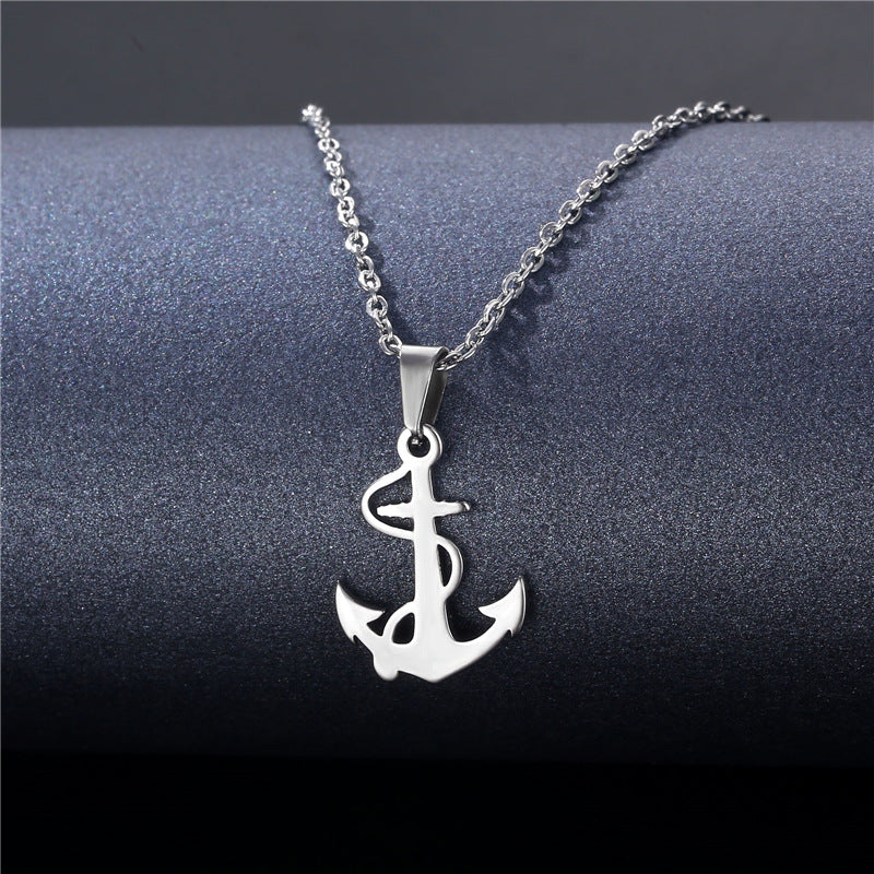 Stainless Steel Cut Hollow Geometry Tag Necklace