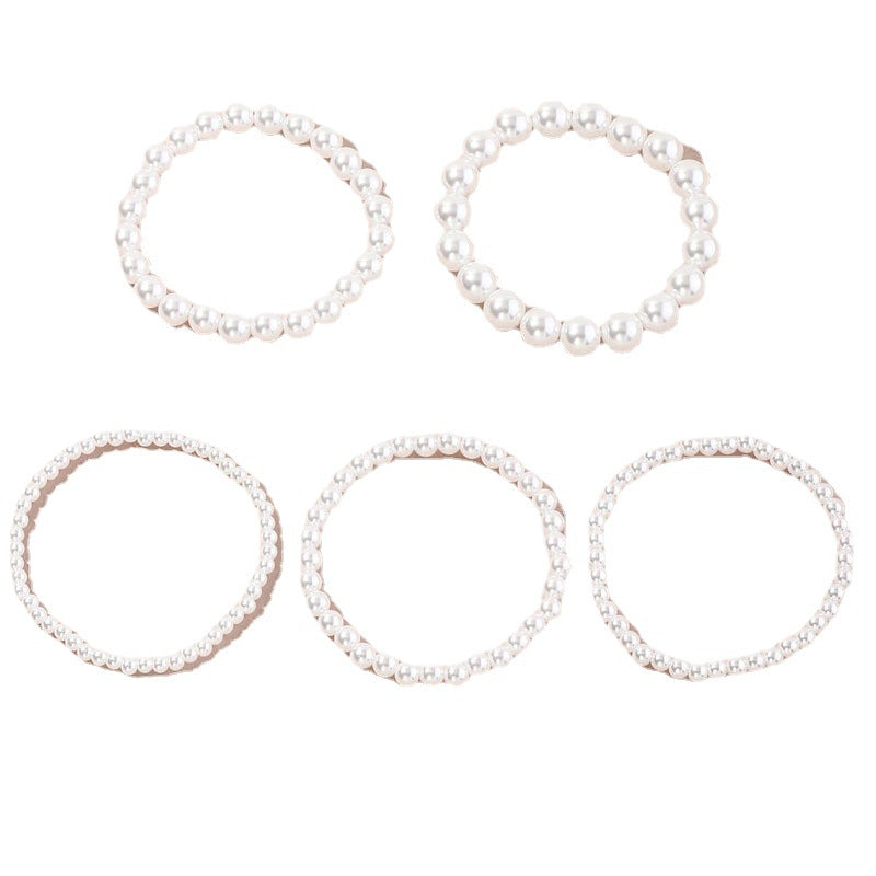 Imitation Pearl Beaded Female Elastic String Bracelets