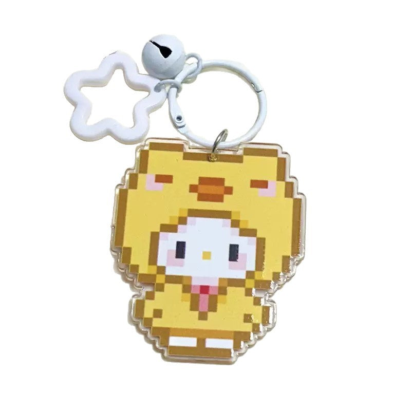 Pixel Cartoon Key Button Schoolbag Cute Acrylic Hang Decorations Hanging Ornaments
