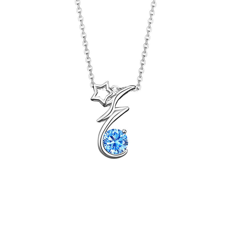 Women's Constellation Sterling Sier For Design Light Luxury Navy Blue Necklace