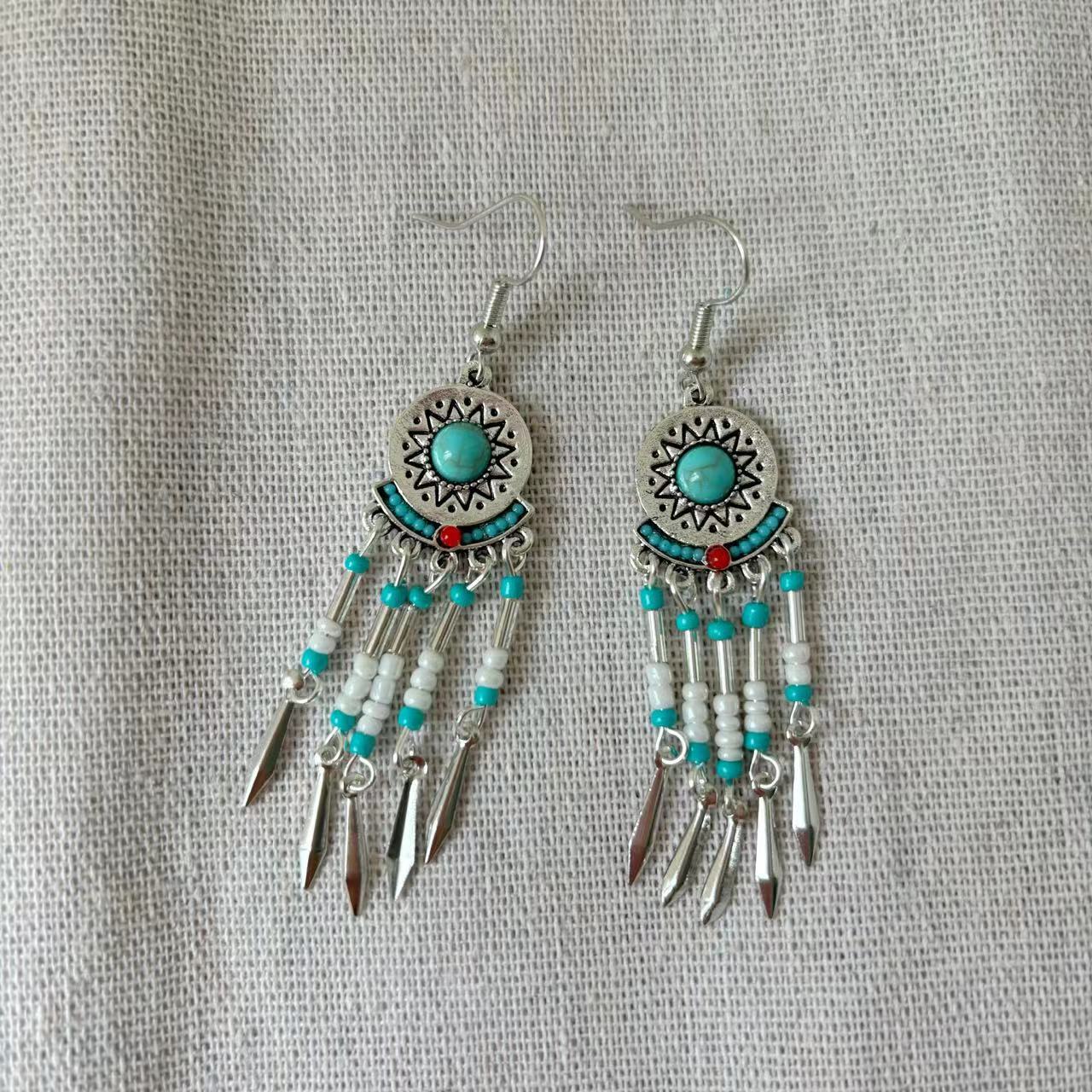 Women's Ethnic Style Yunnan Travel Vacation Retro Tassel Long Miao Sier Earrings