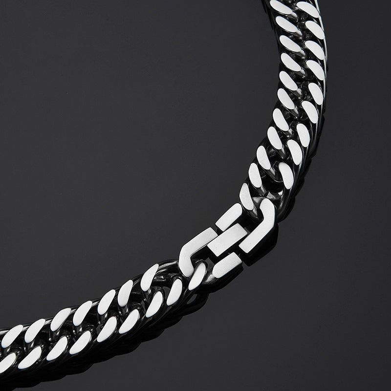 Steel Four-sided Grinding Double Woven Hip Hop Trend Versatile Simple Necklace