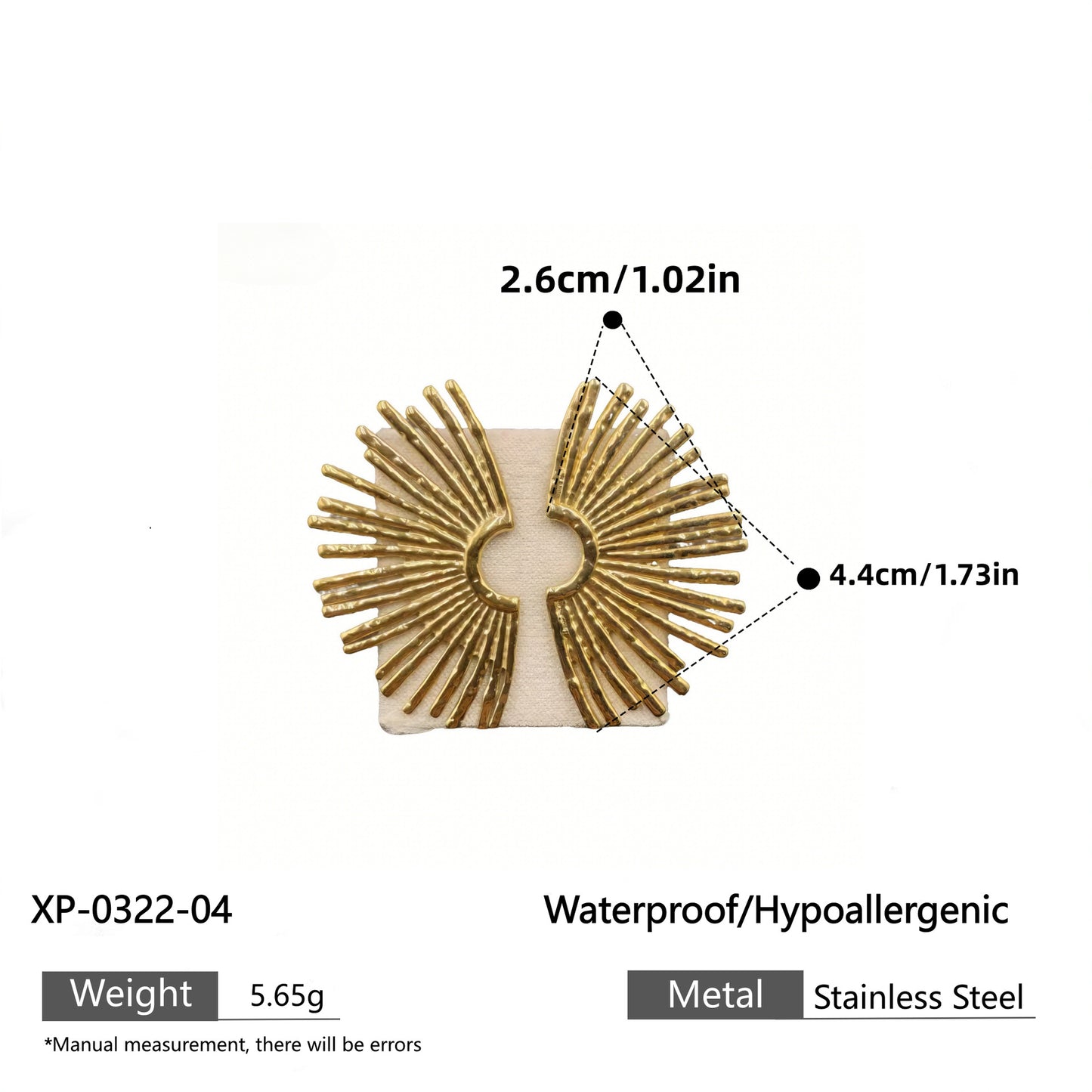 Exaggerated Stainless Steel Fan-shaped Sun Light Style Personality High-grade Geometric Rings
