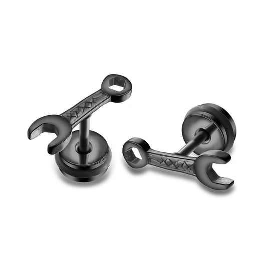 Men's Personality Female Rock Gothic Wrench Tool Design Titanium Steel Casting Earrings