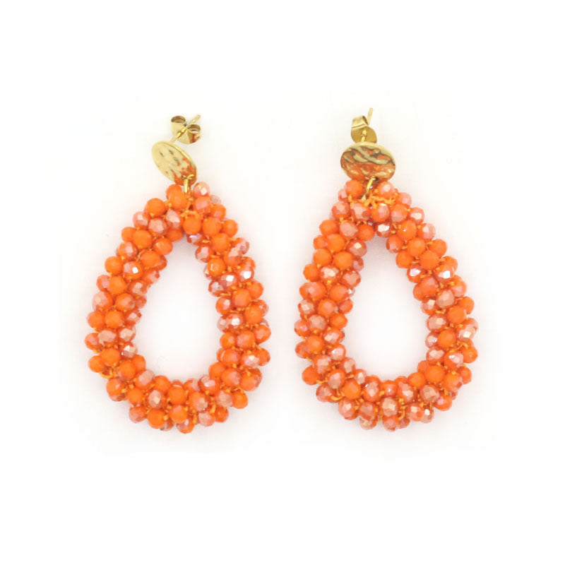 Women's Handmade Woven Crystal Fashion Water Drop Creative Bohemian Chic Earrings
