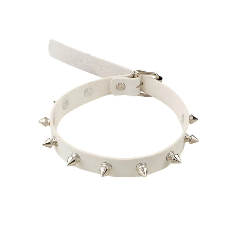 Punk Pointed Rivet Leather Gothic Fan Car Necklaces
