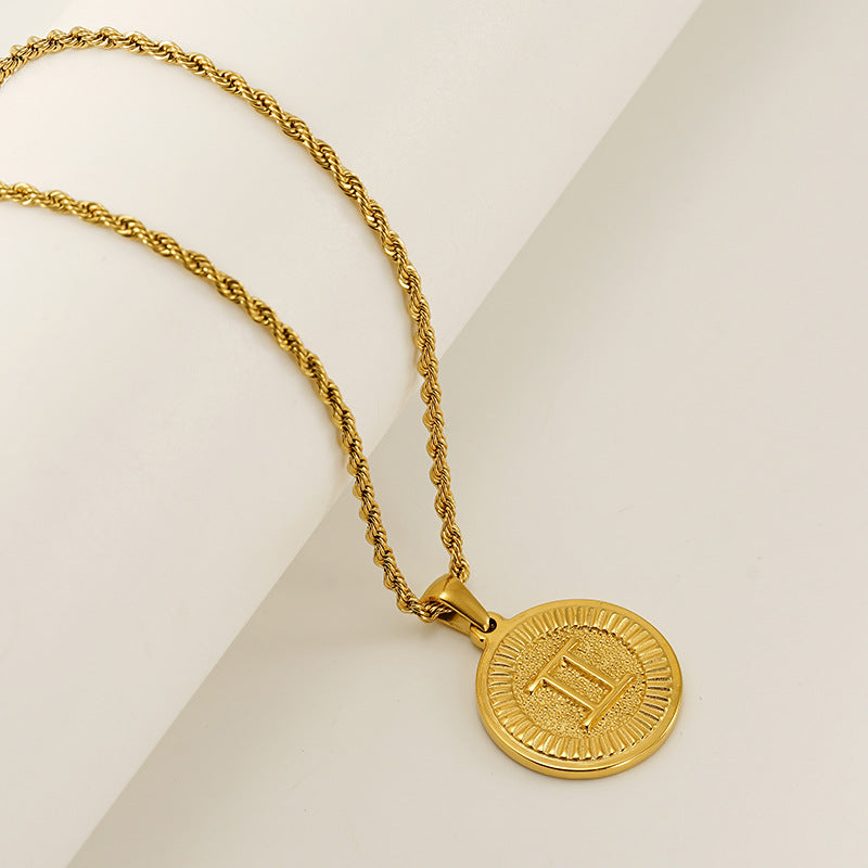 Round Constellation Female Twee Titanium Steel Necklaces