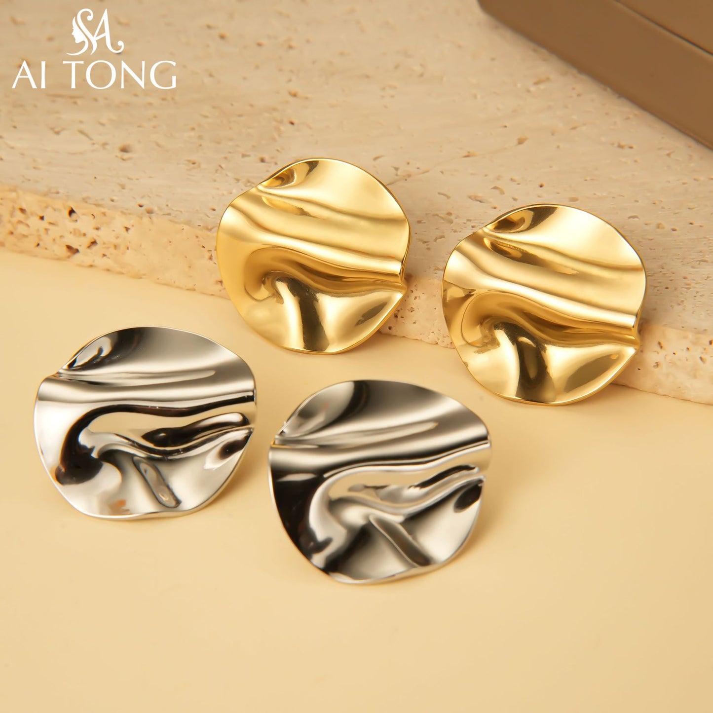 Decoration Design Pleated Light Luxury High-grade Ear Earrings