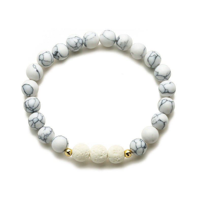 Women's & Men's Volcanic Rock Couple Beaded Elastic String Bracelet