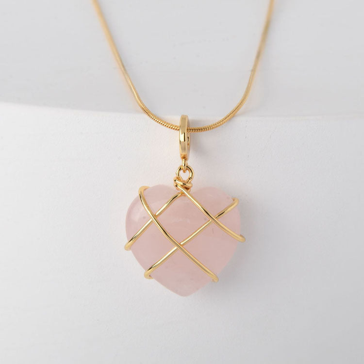 Barbie Love Diamond Castle Natural Crystal Opal Pink Heart Pendants