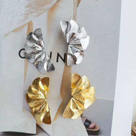 Electroplating Irregular Fan-shaped Metal Fashion Personalized Cold Earrings