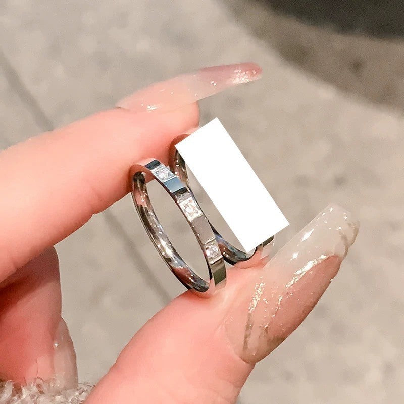 Light Luxury Cold Style Couple Plain Ring