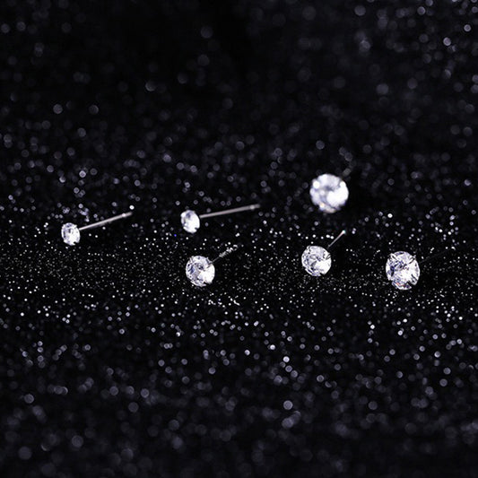 Women's & Men's Simple Sterling Sier Zircon No Need To Take Earrings