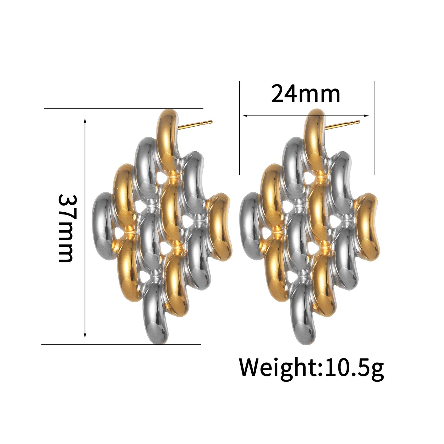 Women's Stainless Steel Pleated Wave Glossy Fashion Earrings