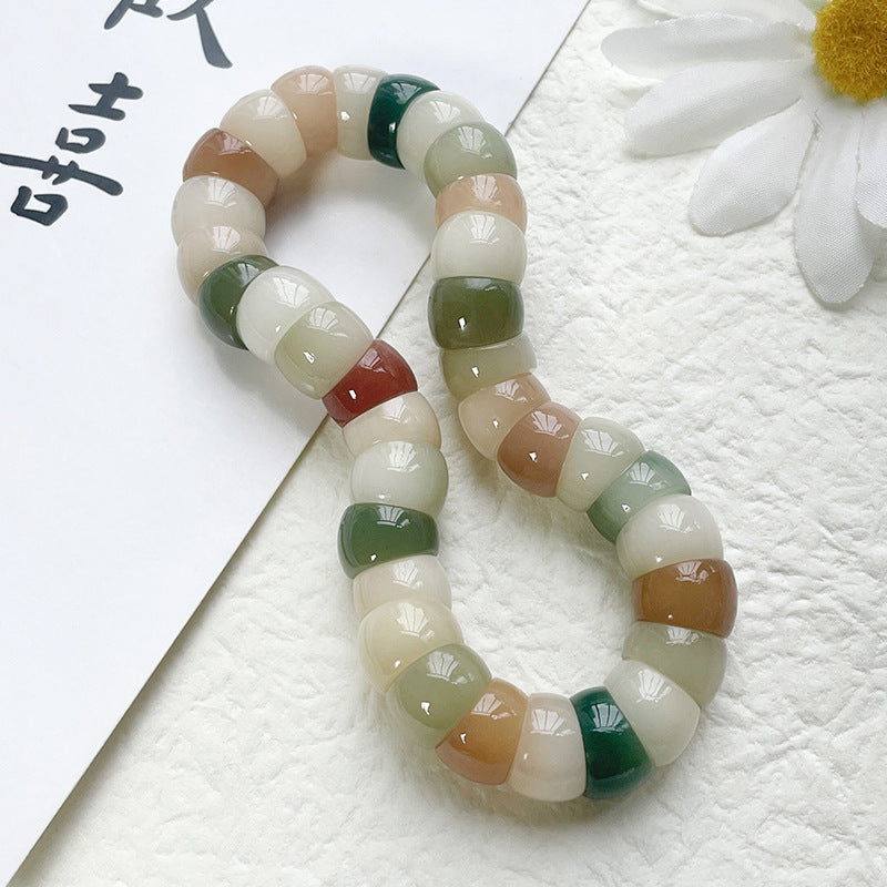 White Jade Bodhi Root Crafts Pork Intestine Bracelet