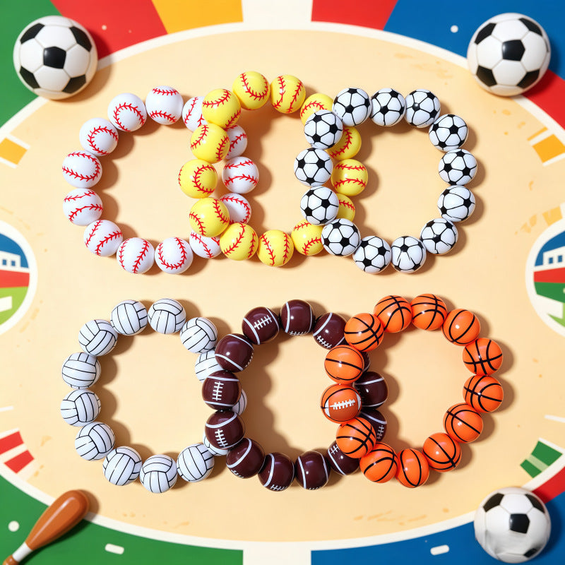 Sports Ball Series Fashion Acrylic Football Basketball Bracelets