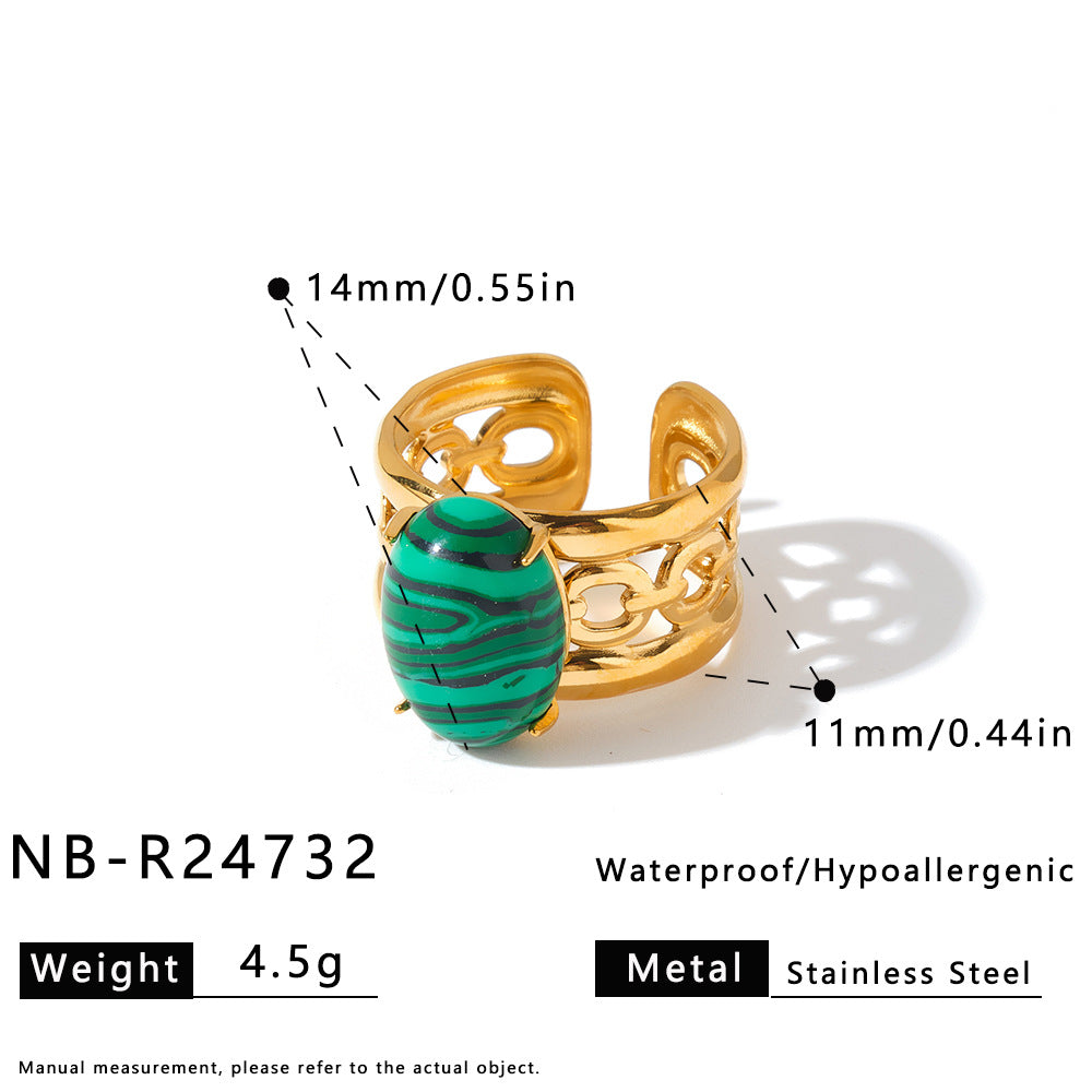 Women's Steel With Natural Stone Fashion Geometry Ring