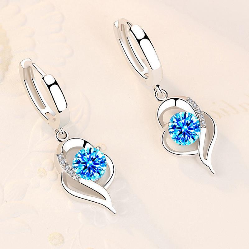 You Female Temperament Long Fashion Tide Heart-shaped Eardrops White Rings