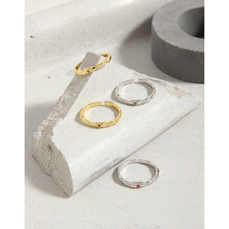 Women's Luxury Design Minimalist Pleated Texture Zircon Rings