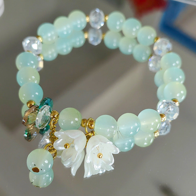 Two-color Lily Female Temperament Small Crystal Bracelet