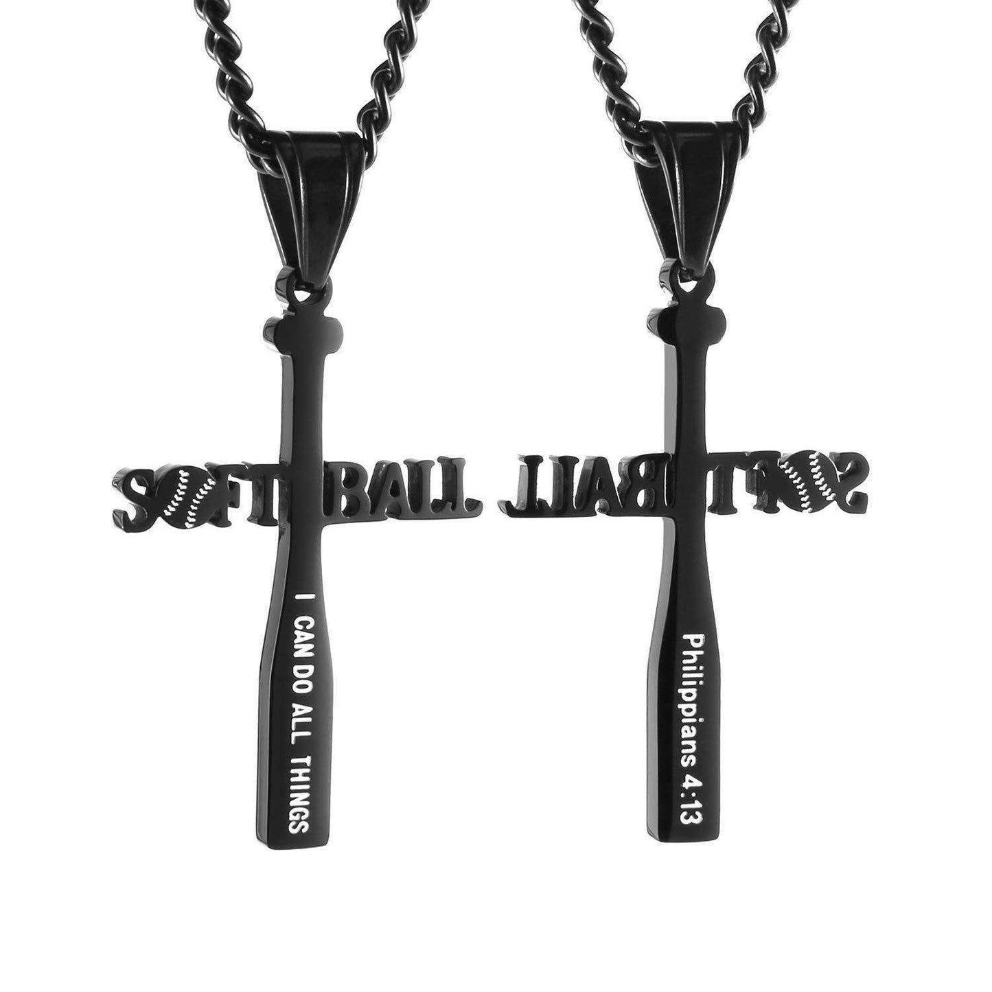 New Baseball Cross Curb Stainless Steel Necklace
