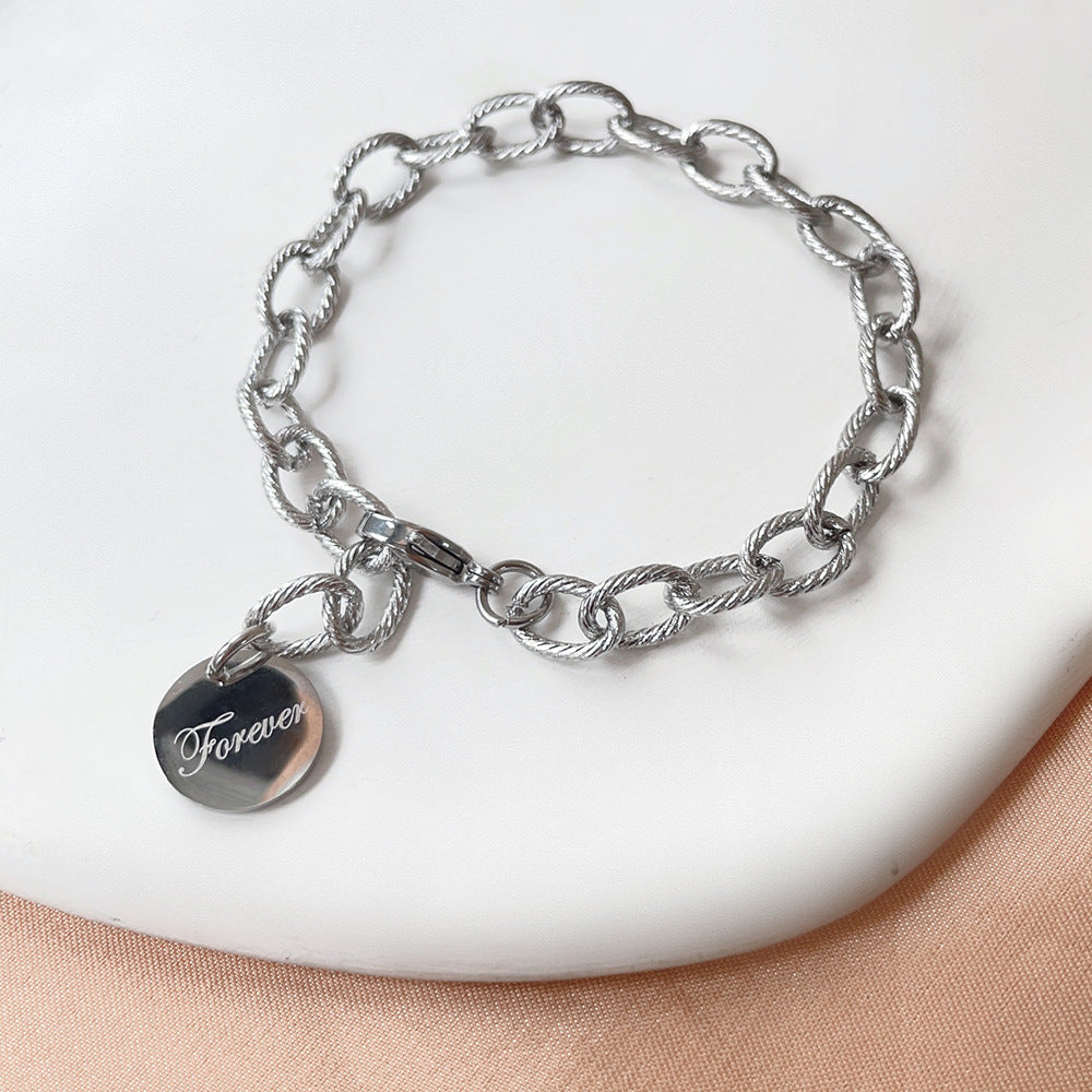 Colors Optional Eternal English Letter Stainless Steel Bracelet