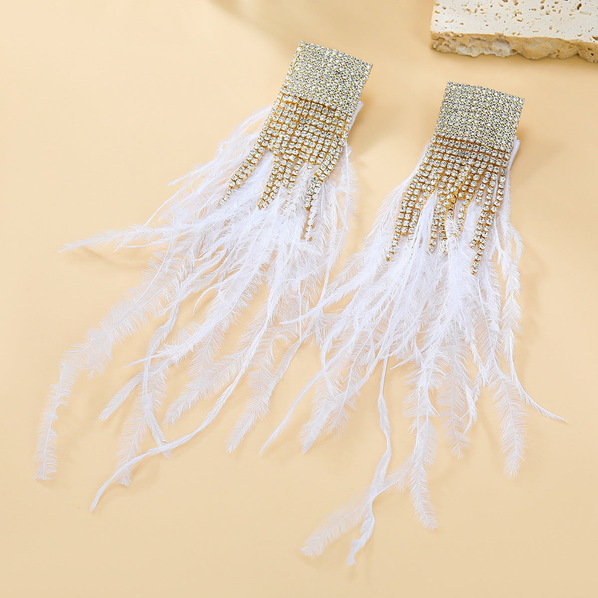 Women's Alloy Diamond Long Feather Tassel Bohemian Earrings