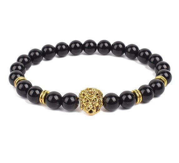 Spacer Alloy Lion's Head Haematite Yoga Buddha Bracelet
