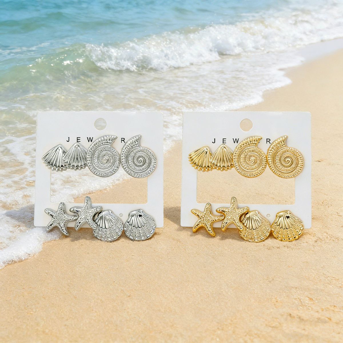 Women's Fashion High-grade Flower Starfish Heart Geometric Simple Match Stud Earrings
