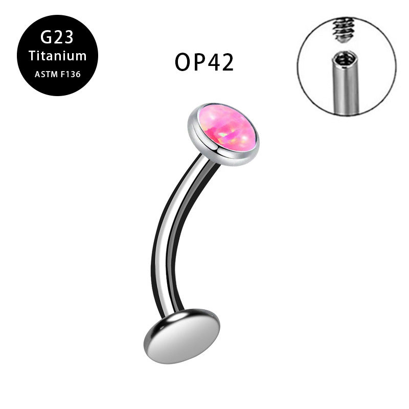 Inner Teeth Eyebrow Zircon Opal Curved Earrings