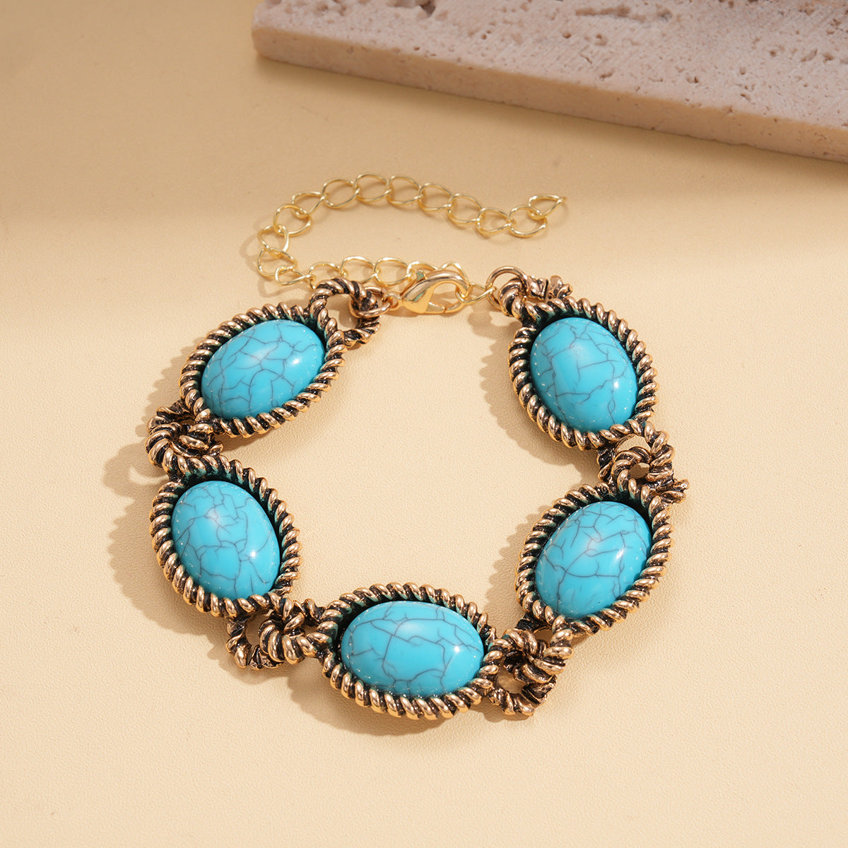 Style Turquoise Blue Diamond Flower Ear Light Luxury Minority Clavicle Necklaces