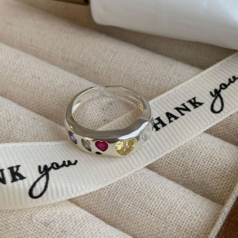 Loving Heart Zircon Female Sweet Cool Rings