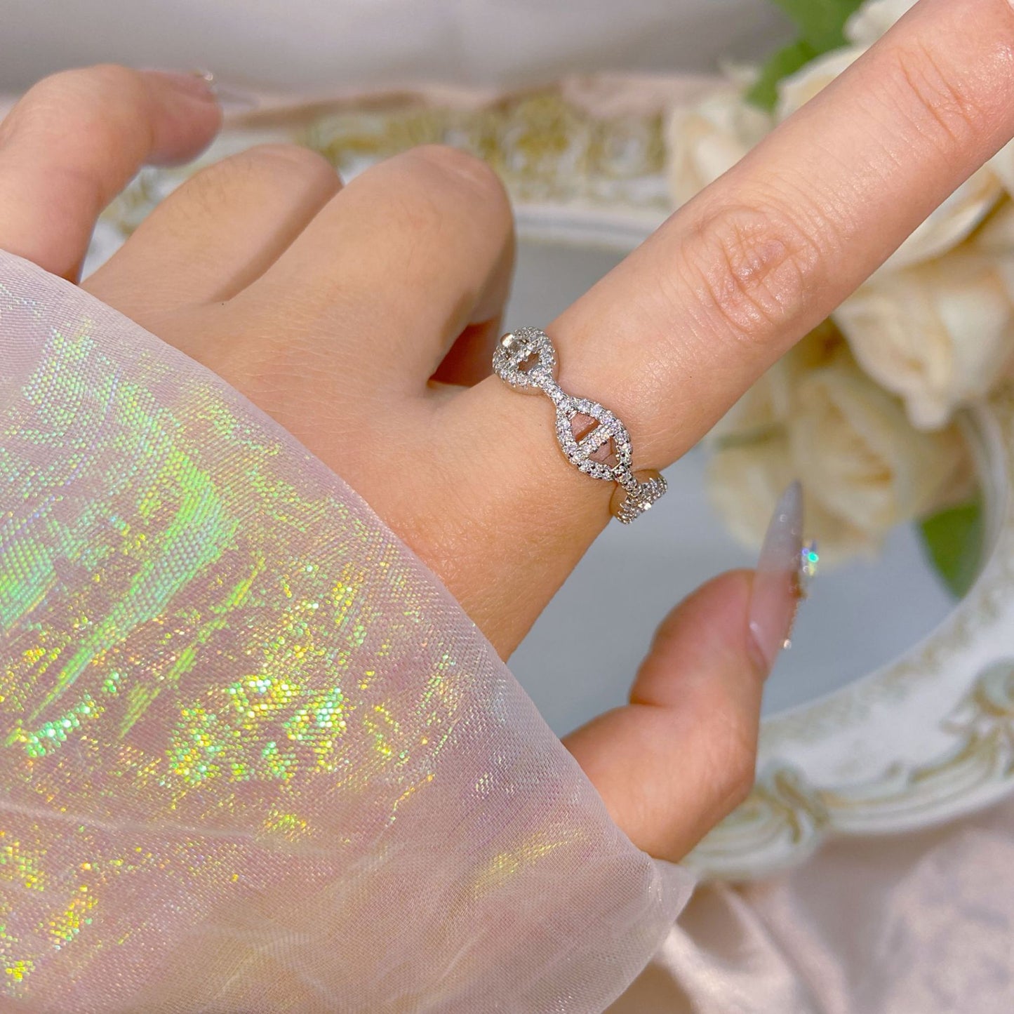 Yuan High-quality Zircon High-grade Color Retaining Open Rings