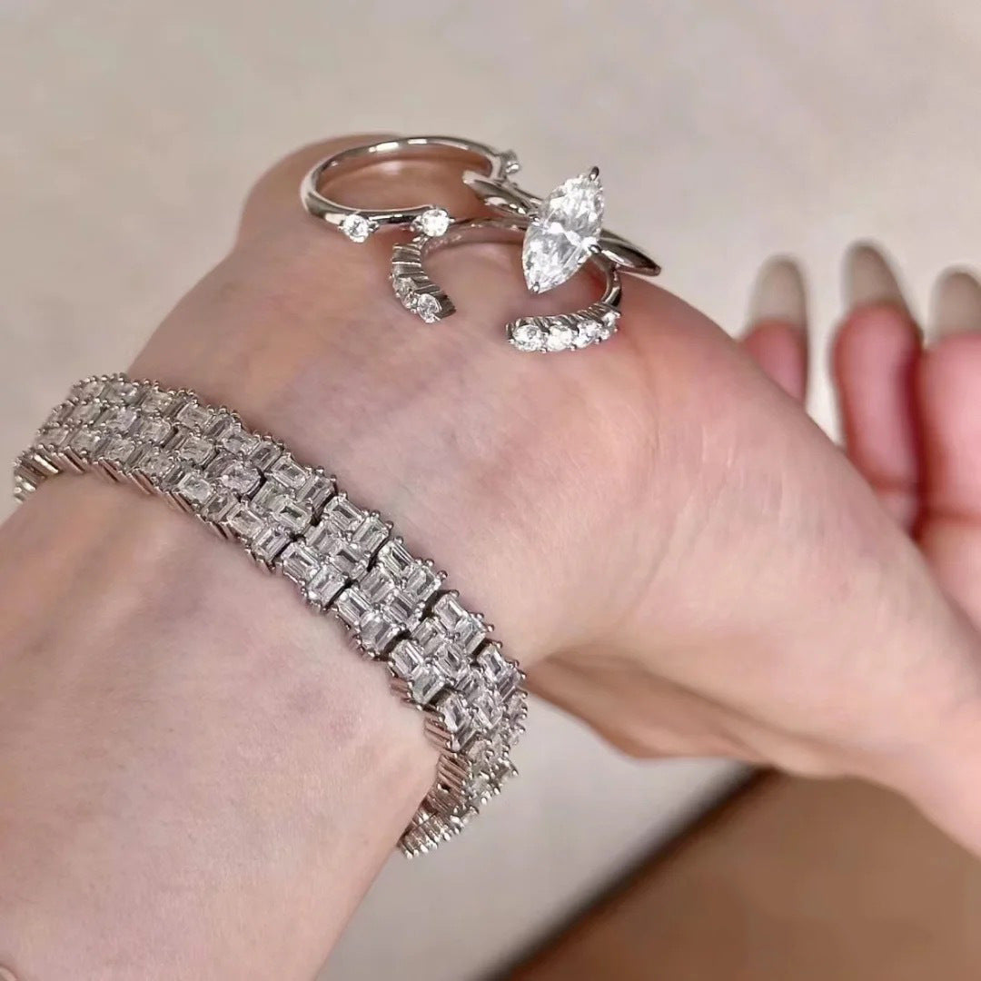 Women's Three-in-one Stacked Bright Super Shining Horse Rings