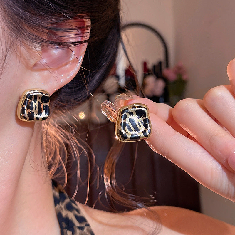 Square Leopard Print High Sense Elegant Rings