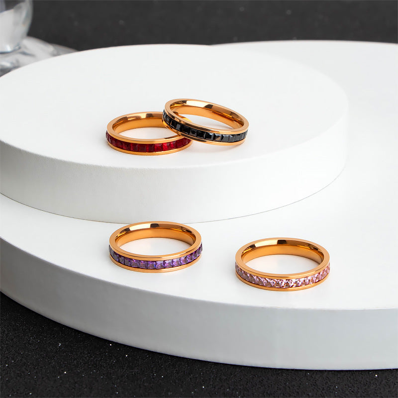 Personalized Color Female Titanium Steel Full Diamond Index Finger Ring