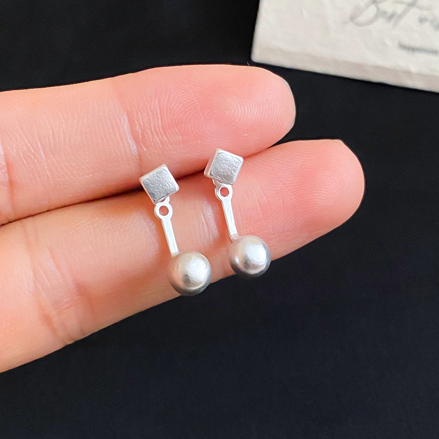 Plain Square Sier Needle Round Simple Commute Style Rings