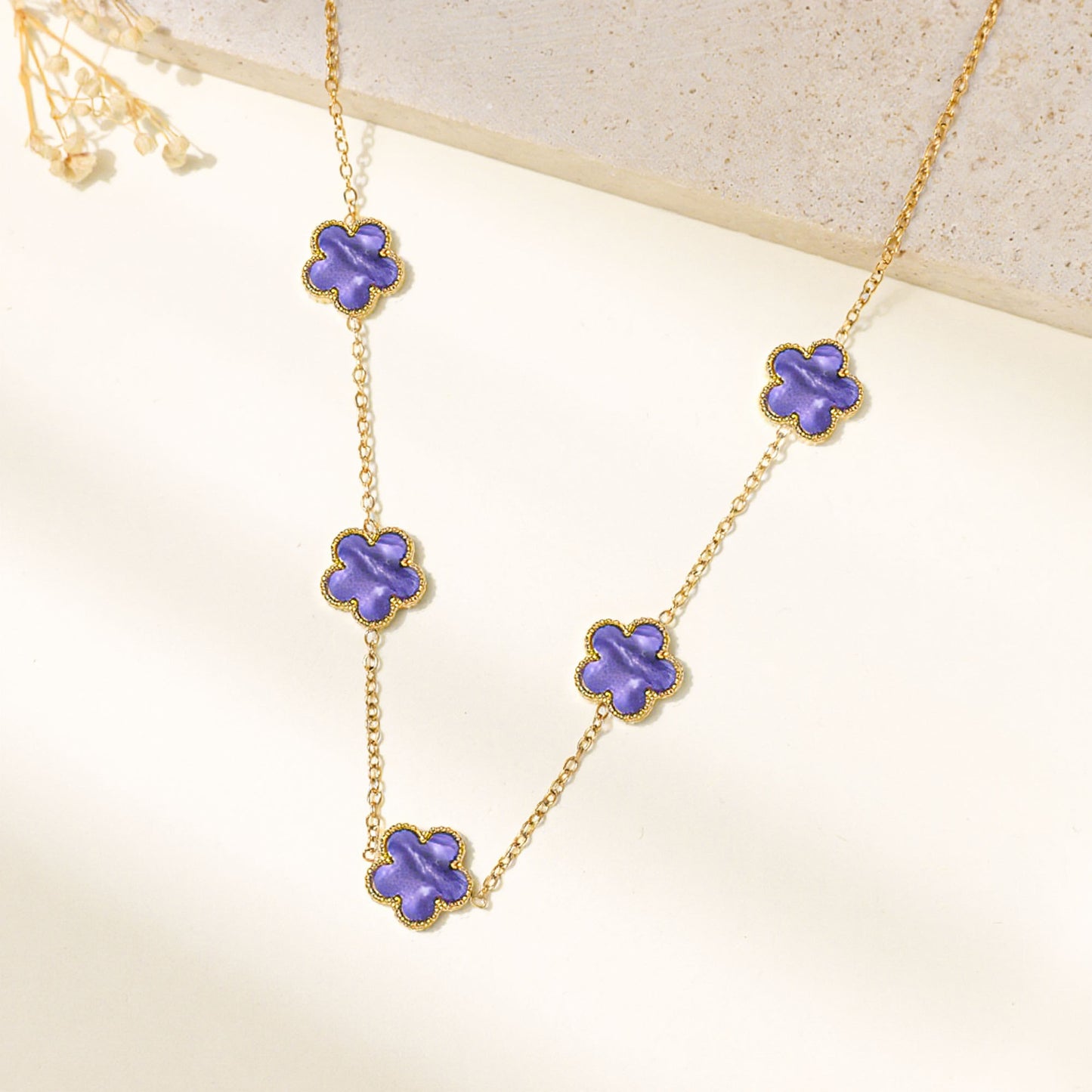 Stainless Steel Parthenocissus Grass Pork Belly Gradient Light Luxury Necklace
