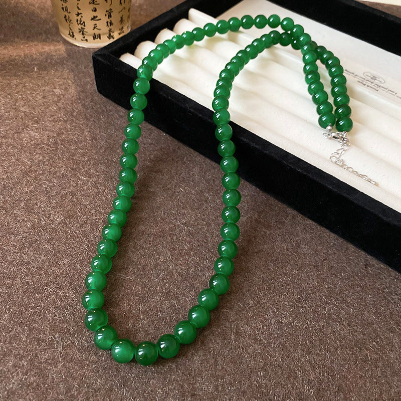 Emerald Geometric Glaze Beaded Chinese Simple High-grade Clavicle Necklaces