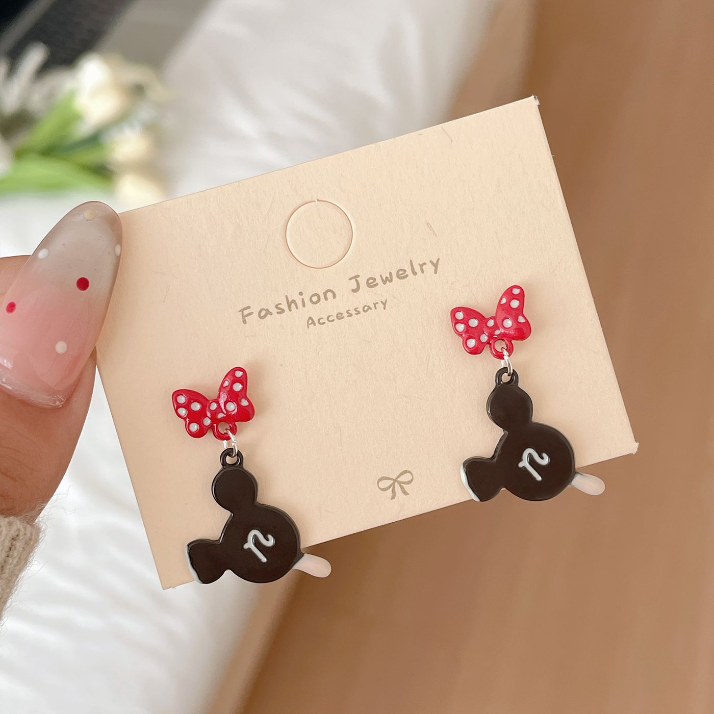 Cute Little Mouse Animal Female Sier Needle Earrings