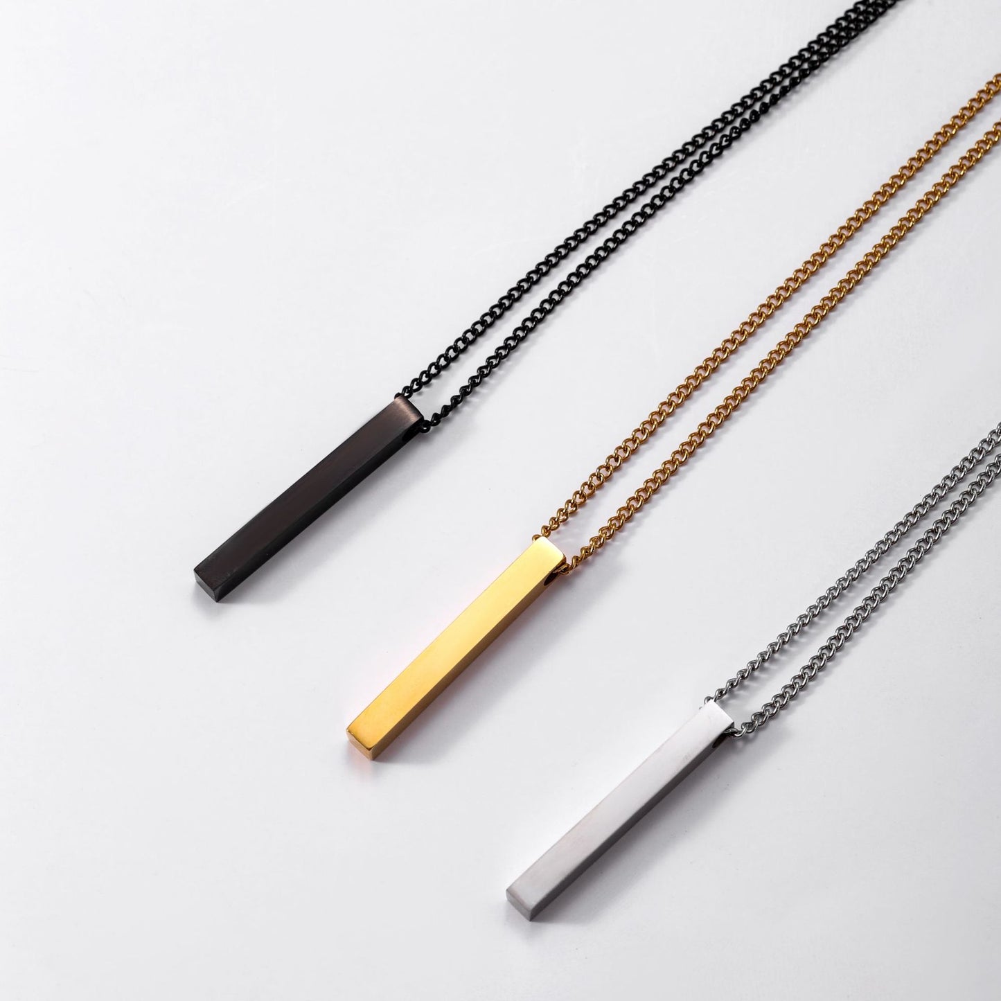 Simple Titanium Steel Cold Style Column Necklaces