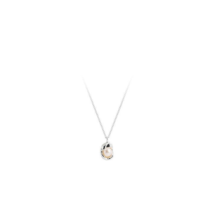 Women's Sier Pearl Geometric Simple Design Niche Bag Light Luxury Necklaces