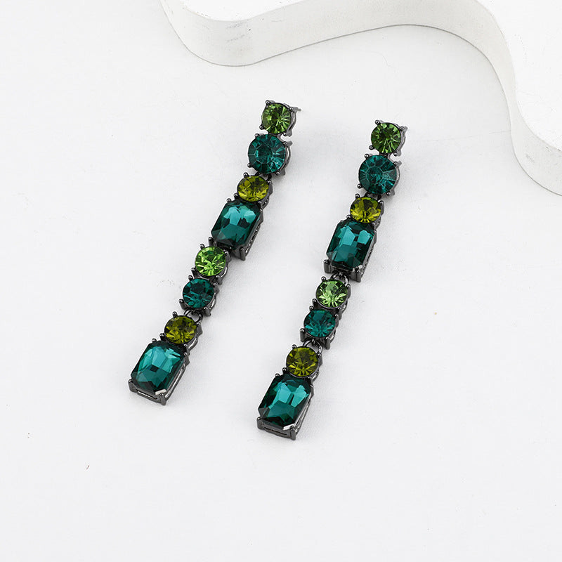 Long Fringe Geometric Crystal Versatile Personality Fashion Earrings