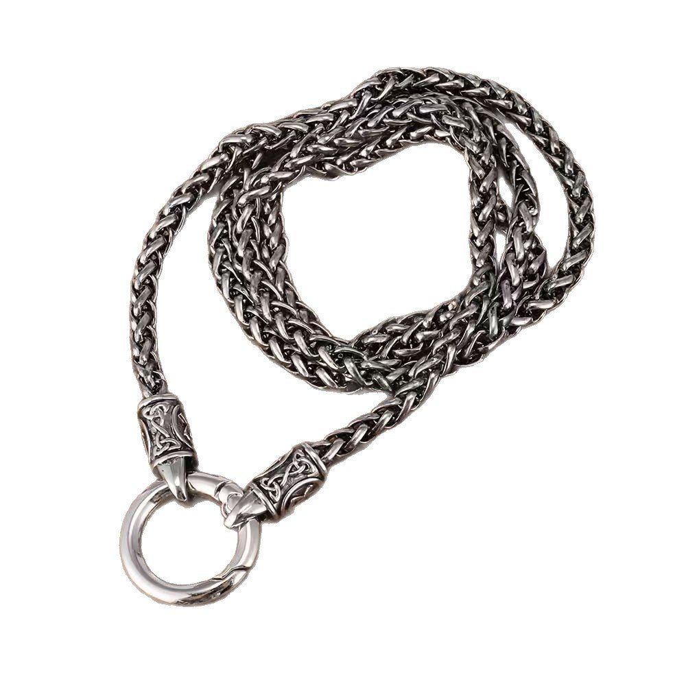 Women's & Men's Buckle Six Words Mantra Keel Chain Long Tang Grass Necklace