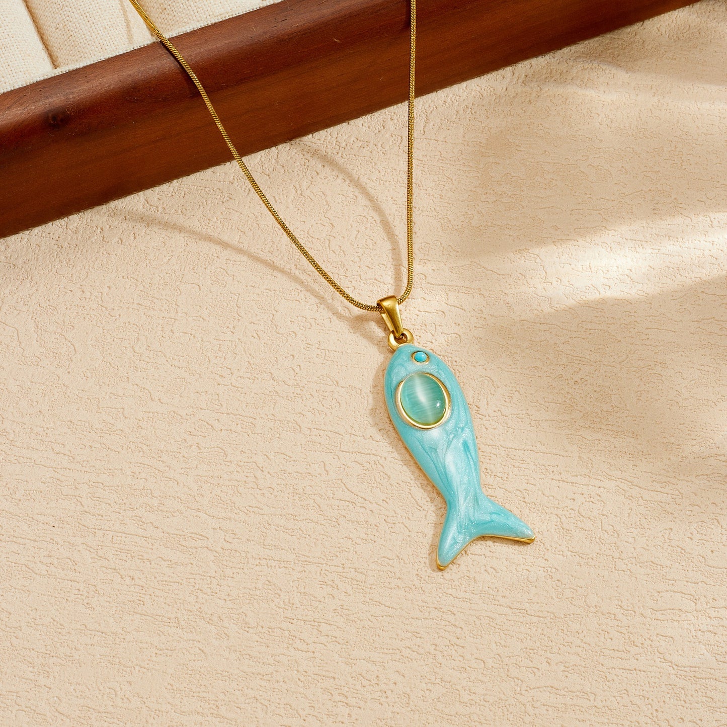 Simple Personalized Oil Dripping Fish Stainless Steel Necklace